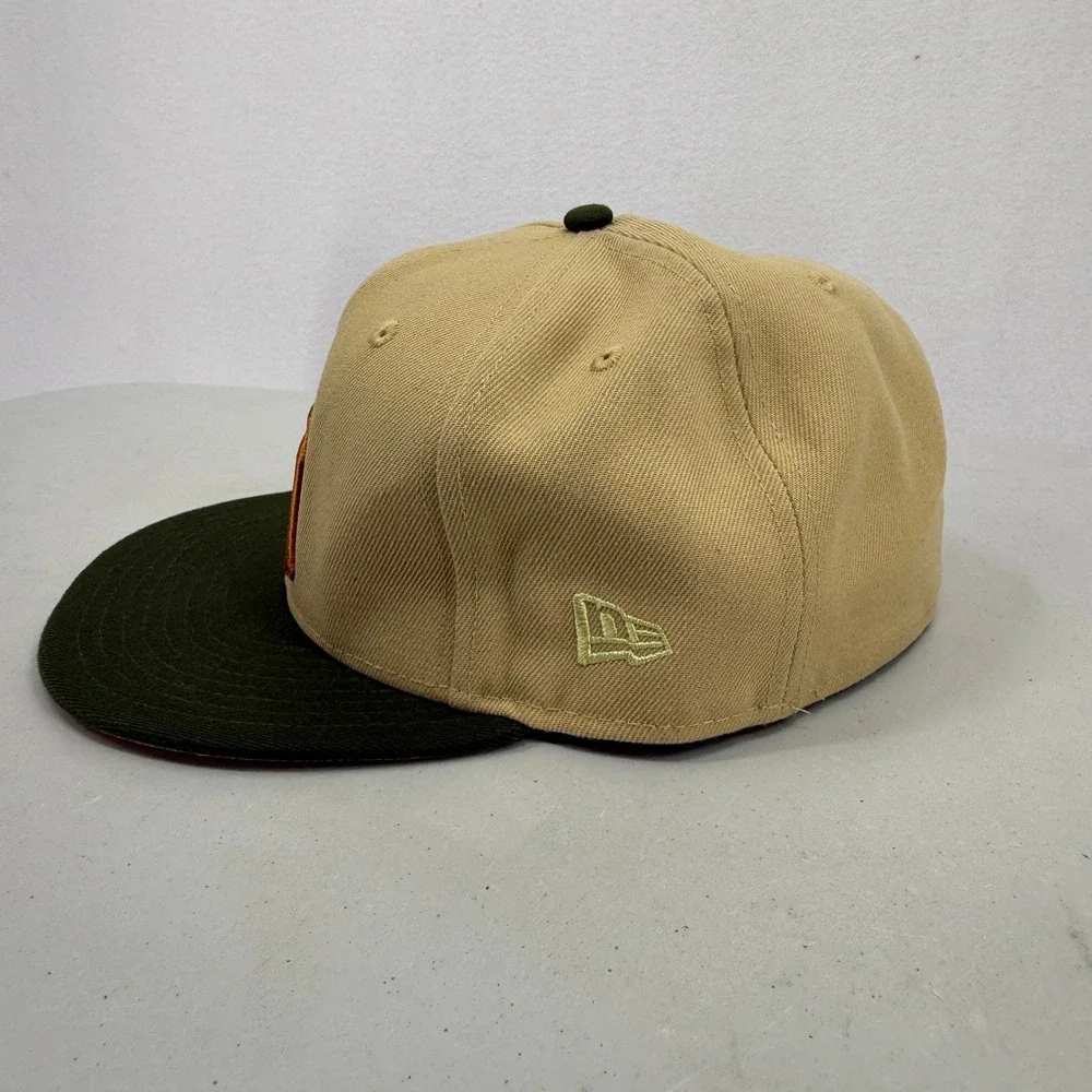 New Era 59FIFTY Fitted Hat‎ Mens Size 8 Tan Green NY Yankees All Star Game Patch